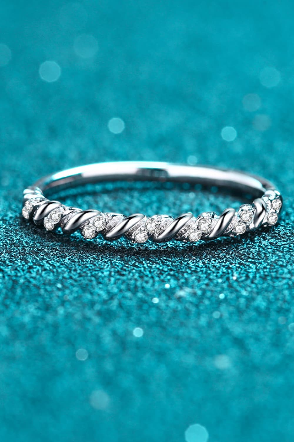 Moissanite Rhodium-Plated Half-Eternity Ring - FunkyPeacockStore (Store description)